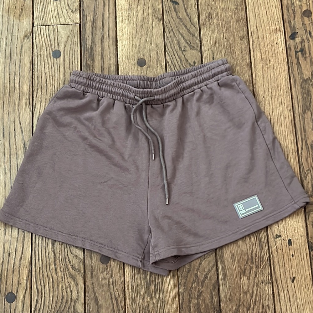 SHEIN NWOT Sweat Shorts High Waist Soft Neutral Brown Mushroom Sz Medium